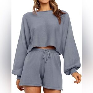 Amazon Women's Gray Sweater and Shorts Lounge Set